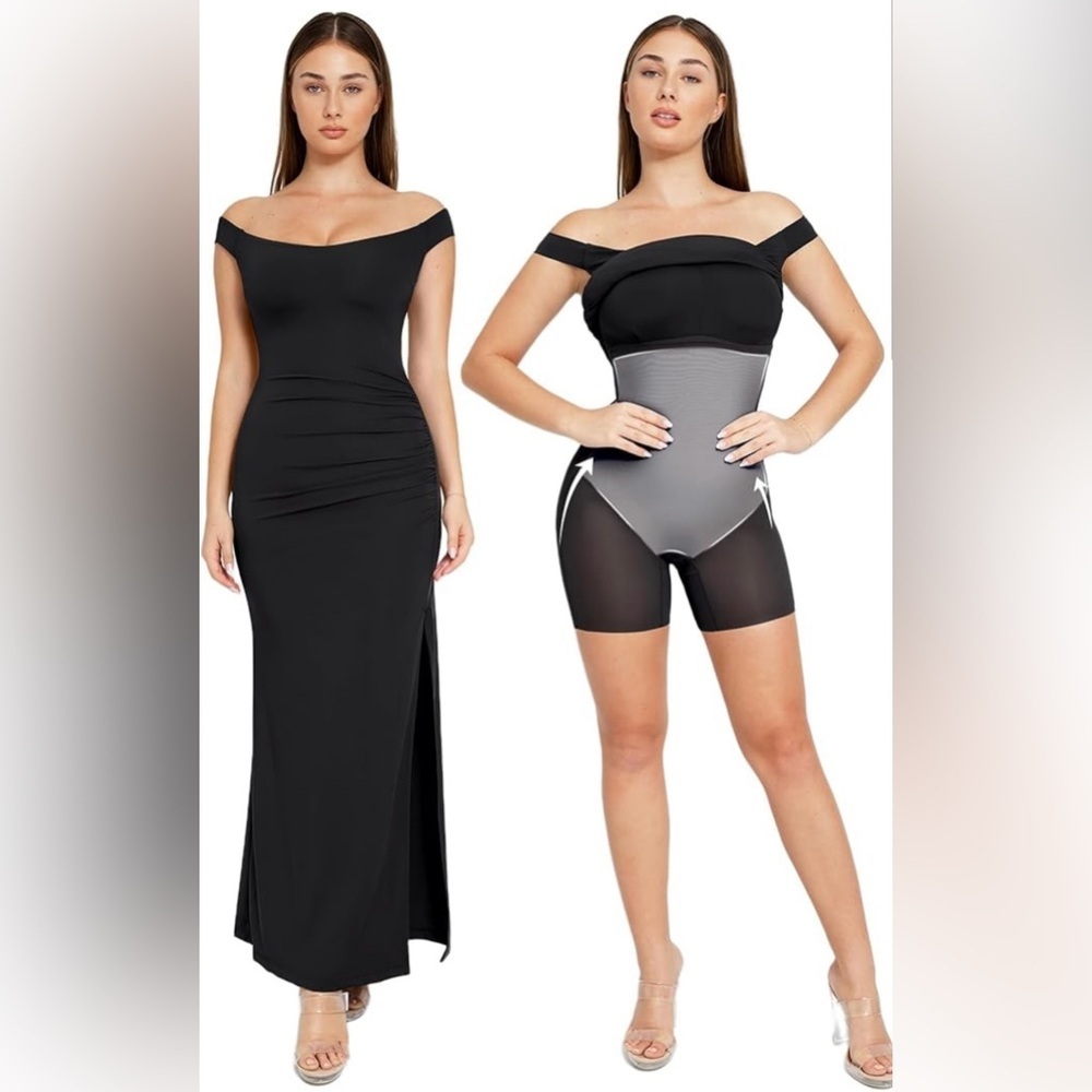 Popilush Formal Dress Off Shoulder Maxi Dress with Built in Shapewear NWOT